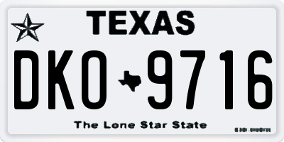 TX license plate DKO9716