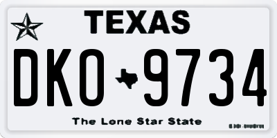 TX license plate DKO9734