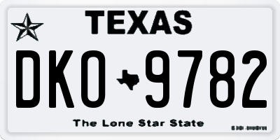 TX license plate DKO9782
