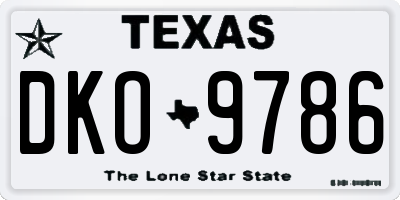 TX license plate DKO9786