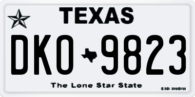 TX license plate DKO9823