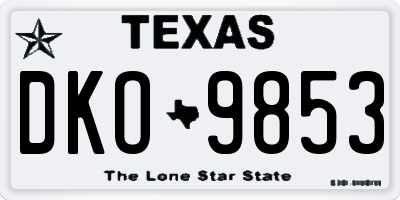 TX license plate DKO9853