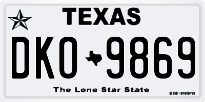 TX license plate DKO9869