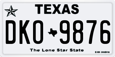 TX license plate DKO9876