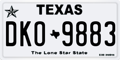 TX license plate DKO9883