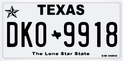 TX license plate DKO9918