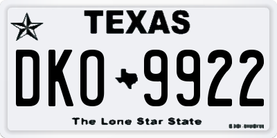 TX license plate DKO9922