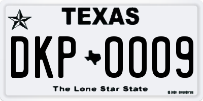 TX license plate DKP0009