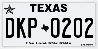 TX license plate DKP0202