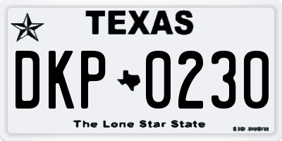 TX license plate DKP0230