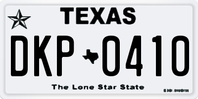 TX license plate DKP0410