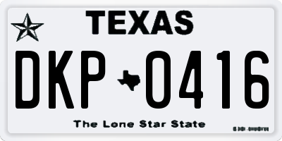 TX license plate DKP0416