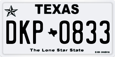 TX license plate DKP0833