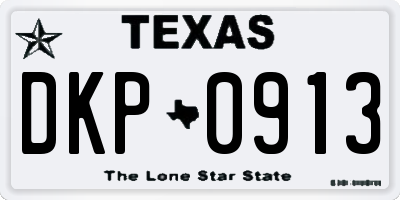 TX license plate DKP0913
