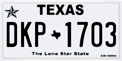 TX license plate DKP1703