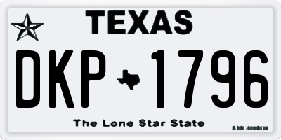 TX license plate DKP1796