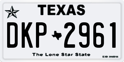 TX license plate DKP2961