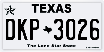 TX license plate DKP3026