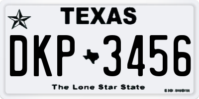 TX license plate DKP3456