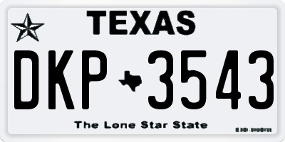TX license plate DKP3543