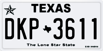 TX license plate DKP3611
