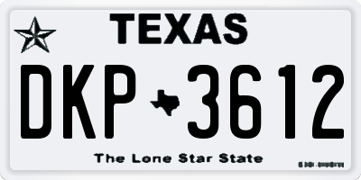 TX license plate DKP3612