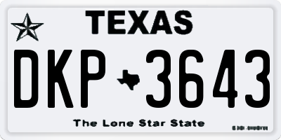 TX license plate DKP3643