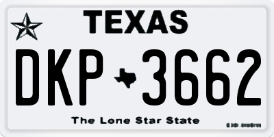 TX license plate DKP3662