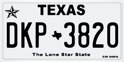 TX license plate DKP3820