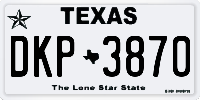 TX license plate DKP3870