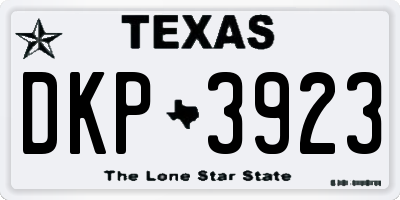 TX license plate DKP3923