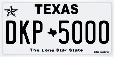 TX license plate DKP5000