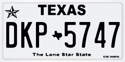 TX license plate DKP5747