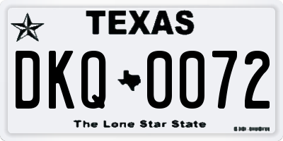 TX license plate DKQ0072