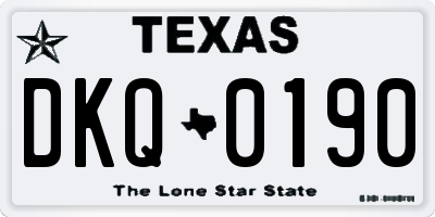 TX license plate DKQ0190