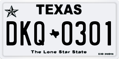 TX license plate DKQ0301