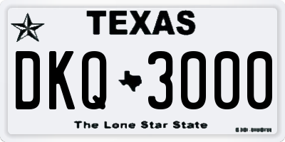 TX license plate DKQ3000