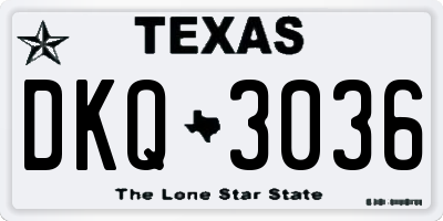 TX license plate DKQ3036