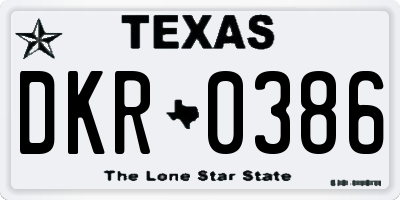 TX license plate DKR0386