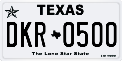 TX license plate DKR0500