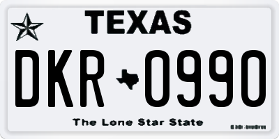 TX license plate DKR0990