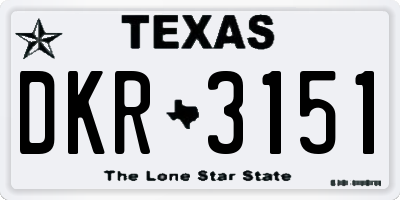 TX license plate DKR3151