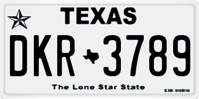 TX license plate DKR3789