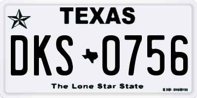 TX license plate DKS0756