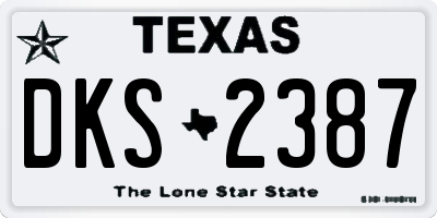 TX license plate DKS2387