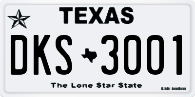 TX license plate DKS3001