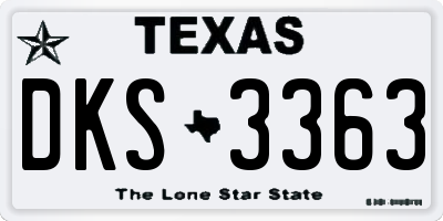 TX license plate DKS3363