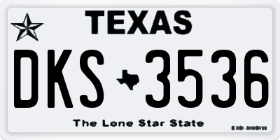 TX license plate DKS3536