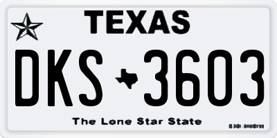 TX license plate DKS3603