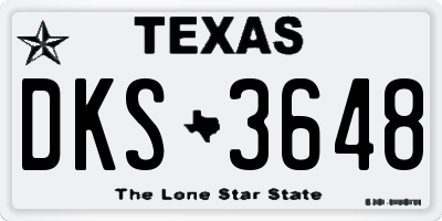 TX license plate DKS3648
